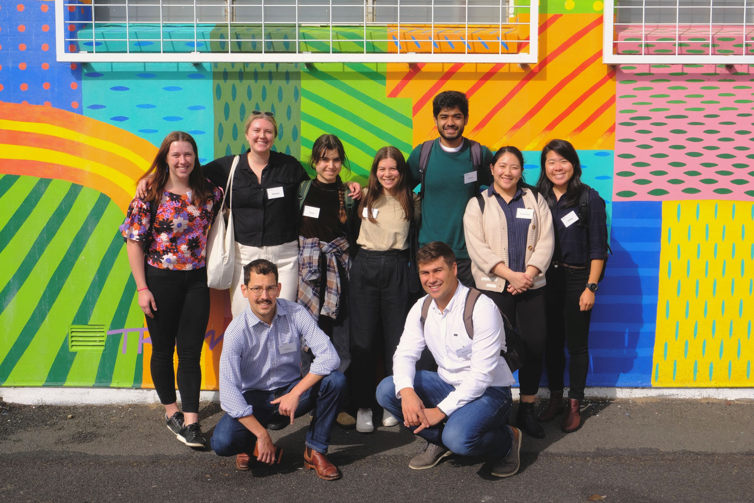 Medical students standing in front of colourful wall in Goondiwindi