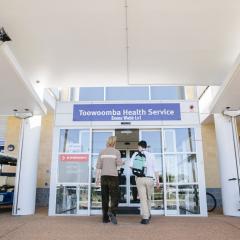 interns walking through the doors of Toowoomba Hospital